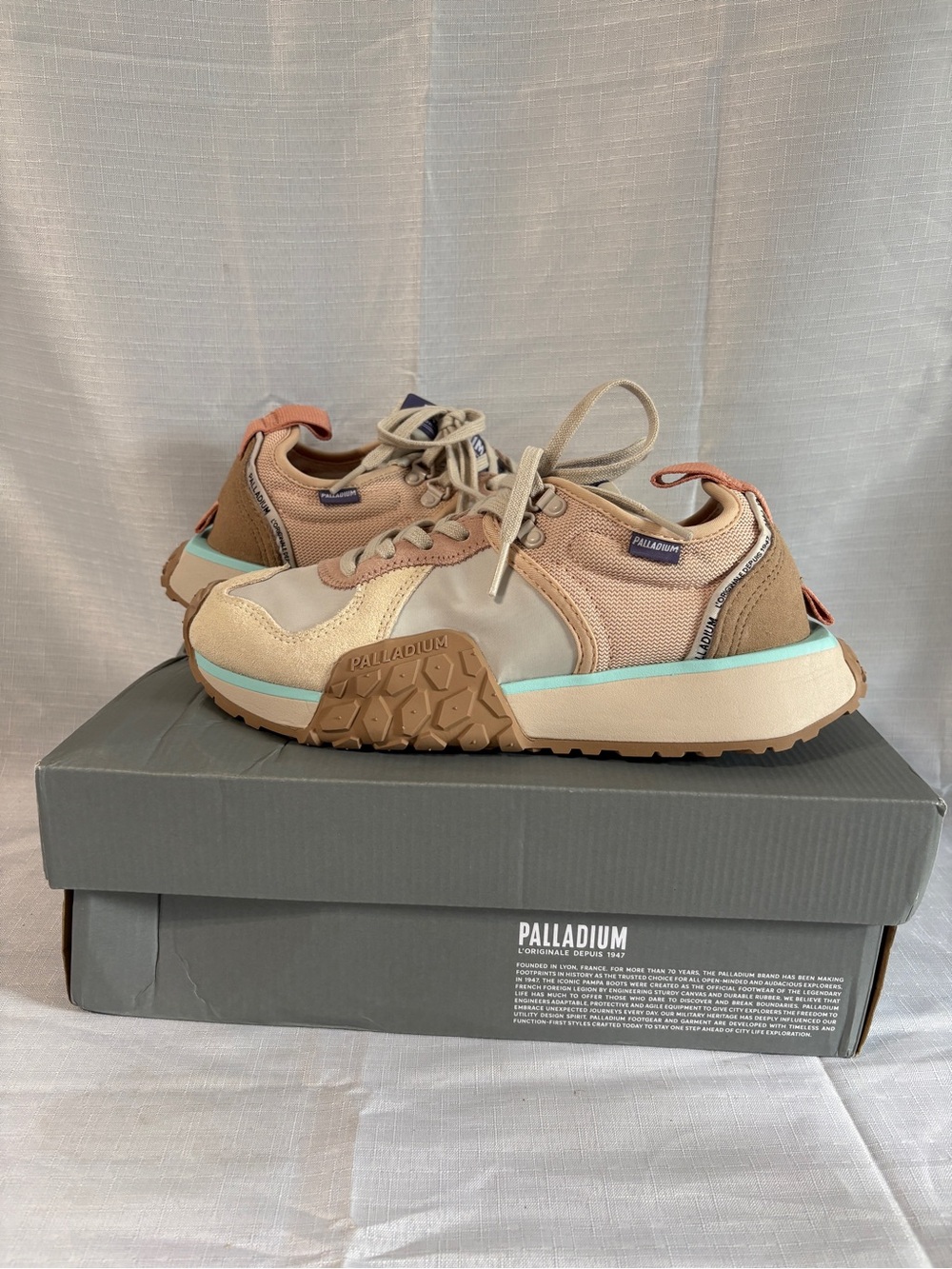 Palladium Troop Runner Beige, Tan & Mint Trail Runner Sneakers